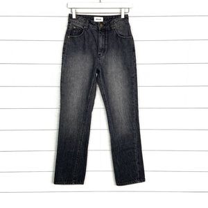 Rollas Original Cropped Straight Denim High Rise Jeans Black 25